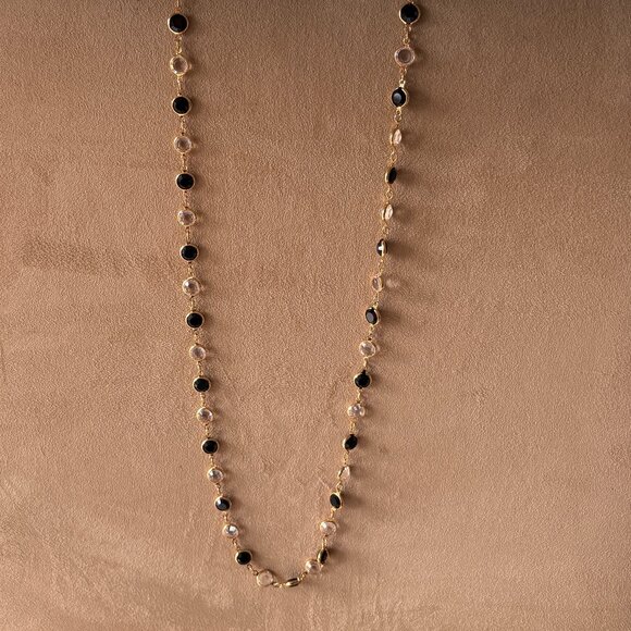 Swarovski Black and Clear Crystal Bezel Necklace - Picture 3 of 4